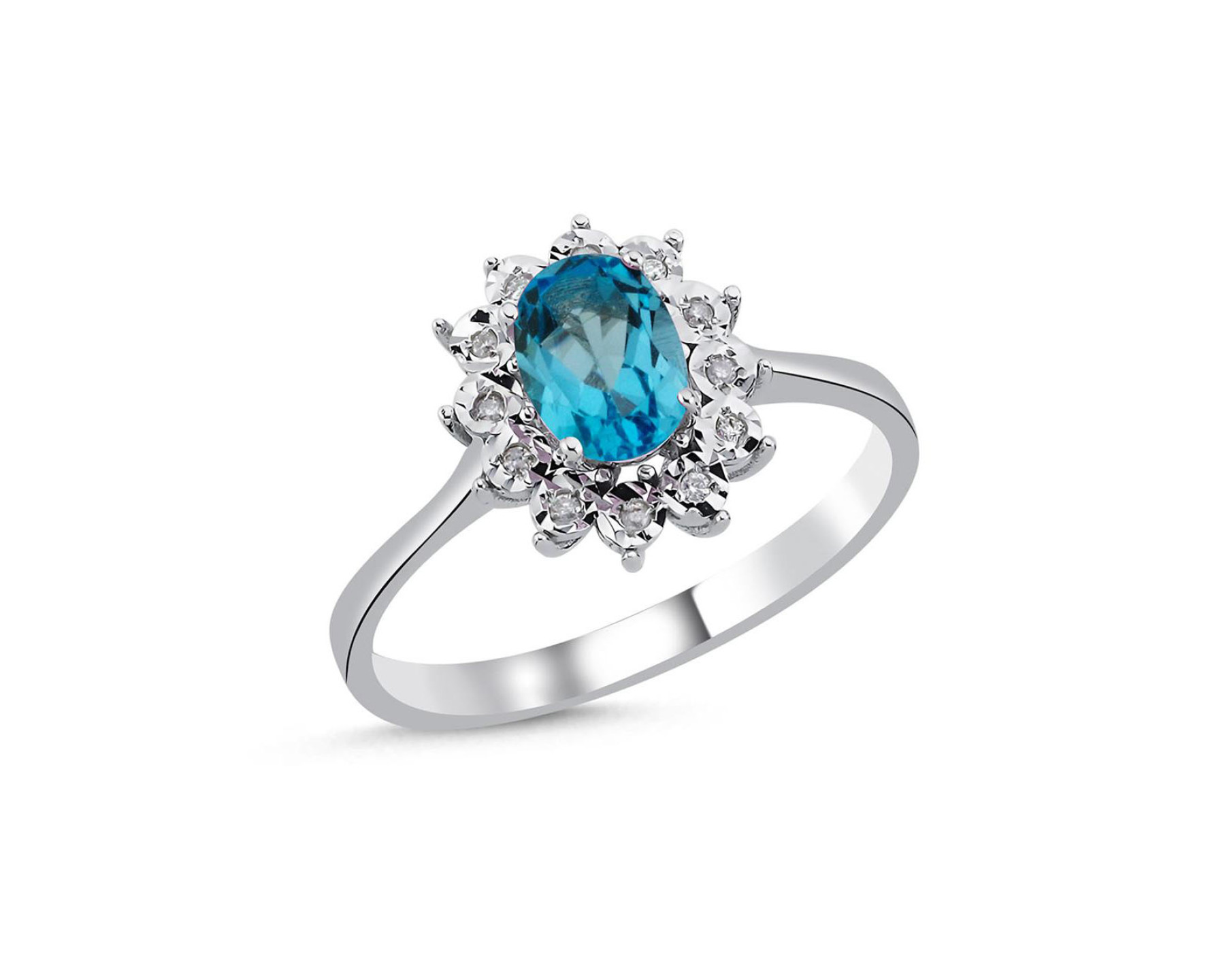 1,07 Karat Pırlantalı Akuamarin Yüzük