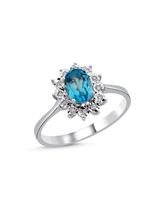 1,07 Karat Pırlantalı Akuamarin Yüzük